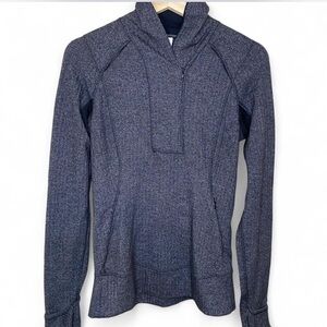 Lululemon Think Fast Pullover Heathered Black/grey Herringbone Half Zip Sweater